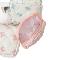 Cute Lattice Heart Shape Bow Knot Polyester Square Makeup Bags & Storage main image 4