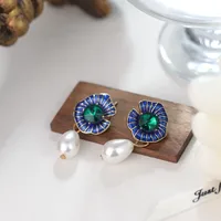 1 Pair Retro Streetwear Flower Enamel Alloy Drop Earrings sku image 1