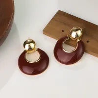 1 Pair Retro Geometric Enamel Alloy Drop Earrings sku image 3