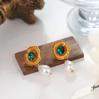 1 Pair Retro Streetwear Flower Enamel Alloy Drop Earrings sku image 2