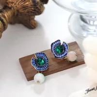 1 Pair Retro Streetwear Flower Enamel Alloy Drop Earrings sku image 3