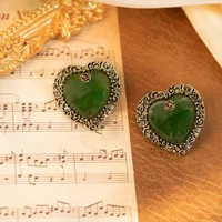 1 Pair Casual Simple Style Streetwear Heart Shape Plating Alloy Ear Studs sku image 1
