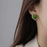 1 Pair Casual Simple Style Streetwear Heart Shape Plating Alloy Ear Studs main image 5