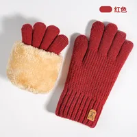 New Knitted Touch Screen Gloves Women's Korean Style Winter Stall Velvet Thickened Cold-proof Fawn Wool Warm Gloves sku image 15