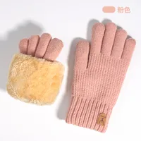 New Knitted Touch Screen Gloves Women's Korean Style Winter Stall Velvet Thickened Cold-proof Fawn Wool Warm Gloves sku image 16