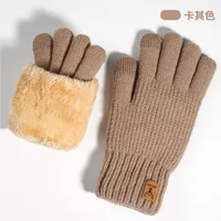 New Knitted Touch Screen Gloves Women's Korean Style Winter Stall Velvet Thickened Cold-proof Fawn Wool Warm Gloves sku image 18