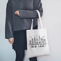 Women's Large Canvas Letter Building Streetwear Square Open Shoulder Bag main image 3