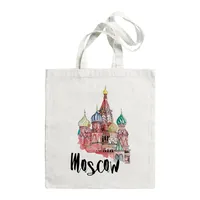 Women's Large Canvas Letter Building Streetwear Square Open Shoulder Bag sku image 8