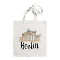 Women's Large Canvas Letter Building Streetwear Square Open Shoulder Bag sku image 12