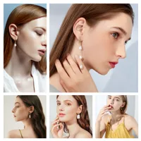14K Gold Plated White Gold Plated Silver Plated 925 Sterling Silver Silver Pearl Geometric Drop Earrings EARRINGS main image 2