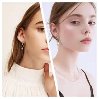 14K Gold Plated White Gold Plated Silver Plated 925 Sterling Silver Silver Pearl Geometric Drop Earrings EARRINGS main image 5