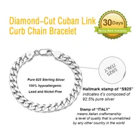 925 Sterling Silver Bangles Ear Studs Chain & Link Bracelets Hiphop main image 2