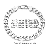 925 Sterling Silver Bangles Ear Studs Chain & Link Bracelets Hiphop sku image 7