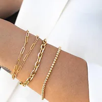 925 Sterling Silver Bangles Ear Studs Chain & Link Bracelets Hiphop main image 3