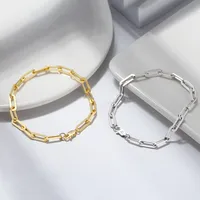 925 Sterling Silver Bangles Ear Studs Chain & Link Bracelets Hiphop main image 1