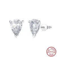 White Gold Plated Silver Plated 925 Sterling Silver Silver ZIRCON Water Droplets EARRINGS Stud Earrings sku image 2