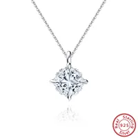 925 Sterling Silver Rhodium Plated Silver Plated ZIRCON Cable Chain Geometric NECKLACES Pendant Necklaces sku image 1