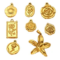 2 PCS/Package 14*16MM 14*26mm 27*29mm Titanium Steel Flower Pendant main image 5
