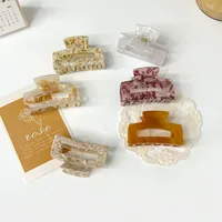 Internet Celebrity Japanese Korean French Acetic Acid Curved Hair Grasping Leopard Print Large Grasping Clip Hair Clip Shark Clip For Children main image 3