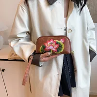 Women's Lotus Pu Leather Embroidery Zipper Wallets main image 3