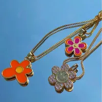 Wholesale Jewelry IG Style Sweet Smile Face Flower 304 Stainless Steel Rhinestones Enamel Inlay Pendant Necklace main image 1