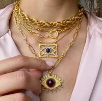 Wholesale Jewelry Luxurious Devil's Eye 304 Stainless Steel Gem Zircon 18K Gold Plated Inlay Pendant Necklace main image 4
