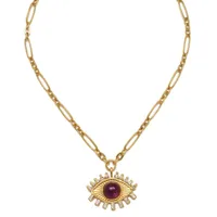 Wholesale Jewelry Luxurious Devil's Eye 304 Stainless Steel Gem Zircon 18K Gold Plated Inlay Pendant Necklace main image 5