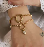 Wholesale Jewelry Simple Style Streetwear Geometric 201 Stainless Steel 304 Stainless Steel Zircon 18K Gold Plated Inlay Bracelets Necklace main image 3