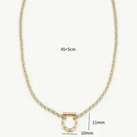 Wholesale Jewelry Simple Style Streetwear Geometric 201 Stainless Steel 304 Stainless Steel Zircon 18K Gold Plated Inlay Bracelets Necklace sku image 1