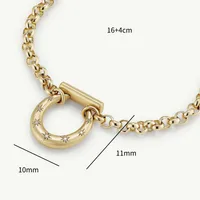 Wholesale Jewelry Simple Style Streetwear Geometric 201 Stainless Steel 304 Stainless Steel Zircon 18K Gold Plated Inlay Bracelets Necklace sku image 2