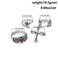 Copper Plating Alloy Women's Cross Spider Ring Suit Halloween Irregular Skull Five-Pointed Star Ring sku image 2