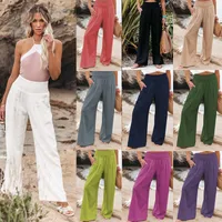Spot!  Europe And The United States In Spring And Summer   Casual Wide Leg Cotton And Linen Explosions Loose Pants Women main image 1