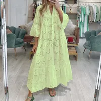 Elegant Long Lace Hollow Out Flare Sleeve V-neck Dress Women Summer Autumn French Style Sexy Solid Color Mid-Length Dress Dress main image 4