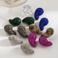 1 Pair Modern Style Water Droplets Plating Alloy Rhinestones Ear Studs main image 1