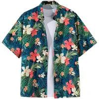 Hawaiian Floral Vintage Short Sleeve Shirt For Men & Women, Retro Unisex Casual Shirt Jacket, Thai - Inspired Streetwear main image 1