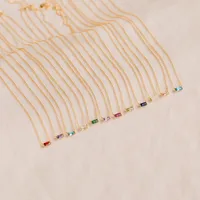 Vintage Style Simple Style Rectangle 304 Stainless Steel Inlay Birthstone 18K Gold Plated Women's Bracelets Necklace main image 1