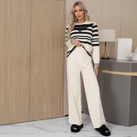 Daily Women's Casual Stripe Polyester Polyacrylonitrile Fiber Pants Sets Pants Sets main image 1