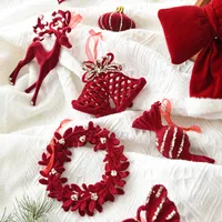 Christmas Nordic Style Modern Style Classic Style Bow Knot Flocking Party Festival Hanging Ornaments Decorative Props main image 4
