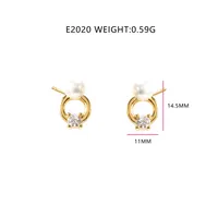 1 Pair IG Style Simple Style Round Plating Inlay Copper Pearl Zircon 18K Gold Plated Ear Studs main image 2