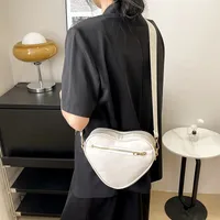 Women's Pu Leather Heart Shape Solid Color Basic Classic Style Heart-shaped Zipper Bag Sets Underarm Bag main image 3