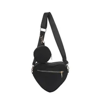 Women's Pu Leather Heart Shape Solid Color Basic Classic Style Heart-shaped Zipper Bag Sets Underarm Bag sku image 3