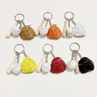 Fashion Baseball Pu Leather Unisex Bag Pendant Keychain sku image 30