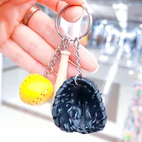 Fashion Baseball Pu Leather Unisex Bag Pendant Keychain sku image 2