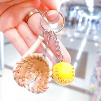 Fashion Baseball Pu Leather Unisex Bag Pendant Keychain sku image 4