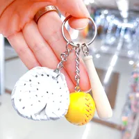 Fashion Baseball Pu Leather Unisex Bag Pendant Keychain sku image 5