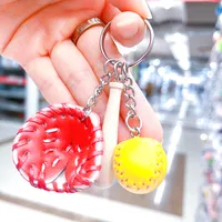 Fashion Baseball Pu Leather Unisex Bag Pendant Keychain sku image 6