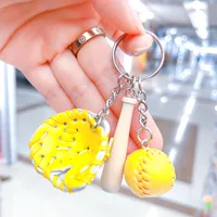Fashion Baseball Pu Leather Unisex Bag Pendant Keychain sku image 7
