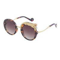 Fashion Leopard Pc Round Frame Diamond Full Frame Women's Sunglasses sku image 9