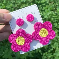 1 Pair Simple Style Flower Patchwork Seed Bead Drop Earrings sku image 2
