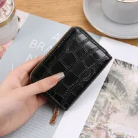 Card Bag Women's Mini Korean-style Crocodile Pattern Multi-functional Anti-degaussing Multi-card Driver's License Retro Bank Card Bag sku image 3